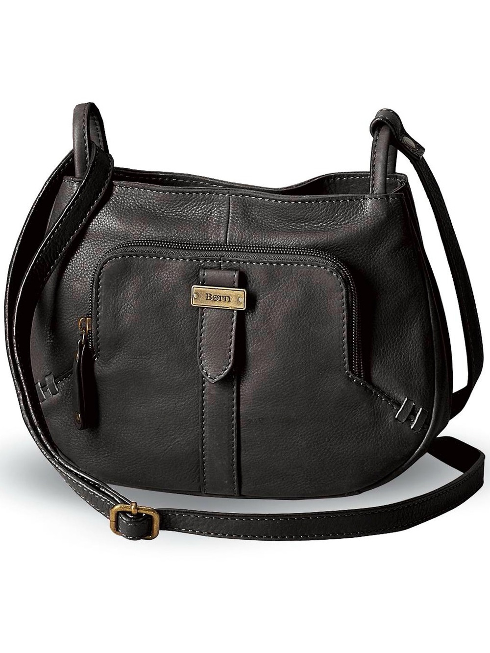 NWOT! BORN Leather Multi Compartment Crossbody Bag, BLACK